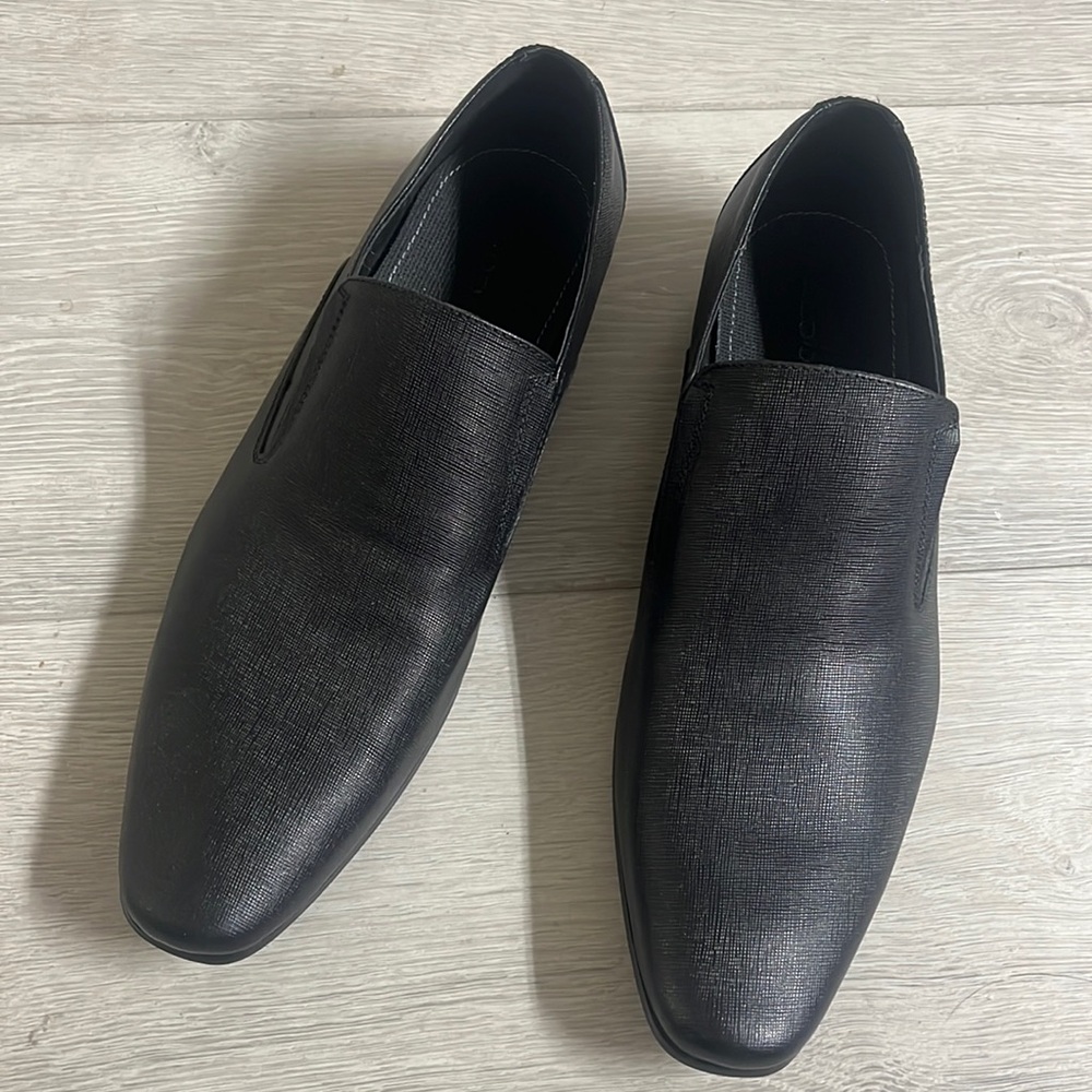Aldo Men’s Black Leather Dress Shoes—Size 10.5